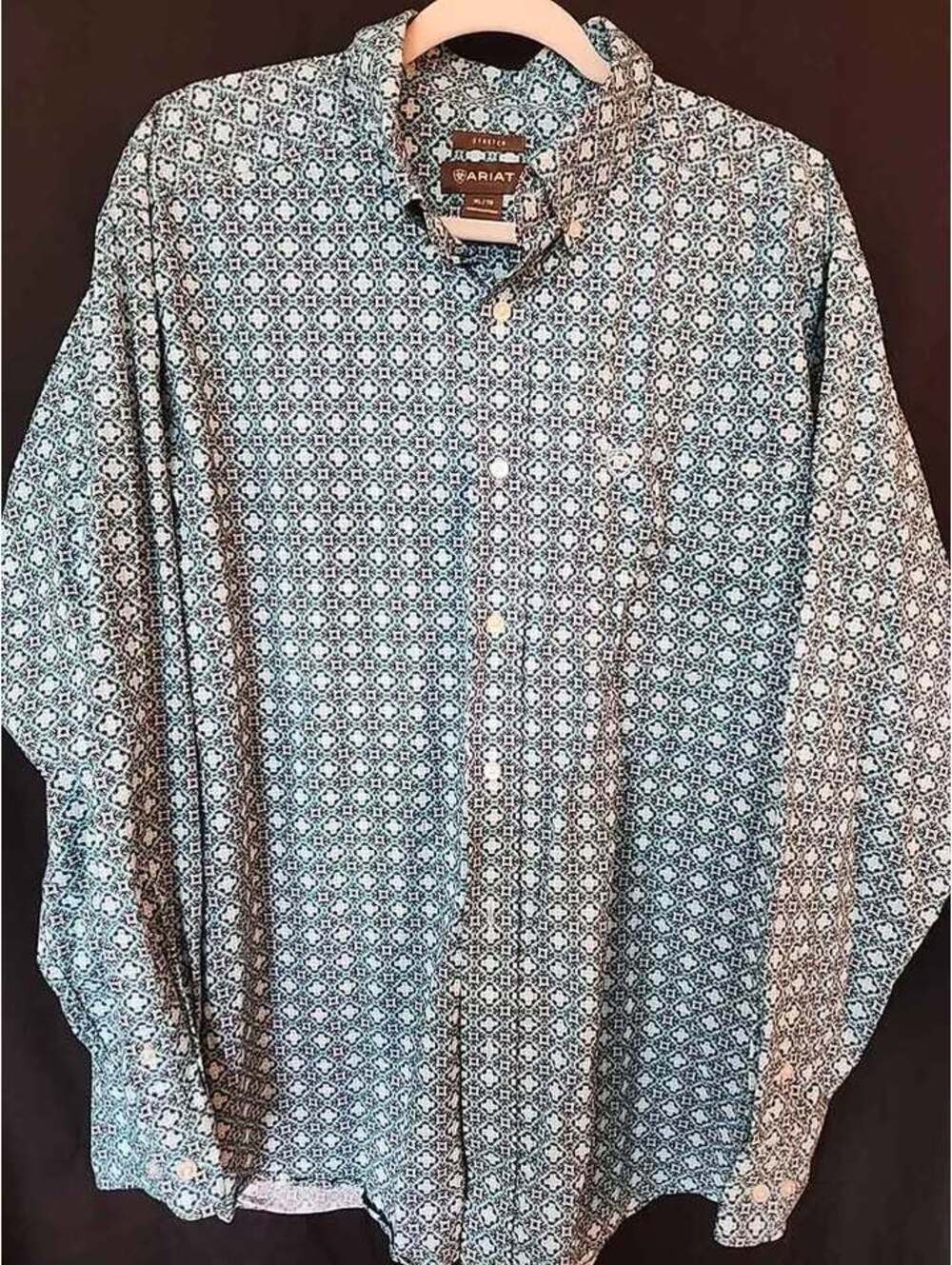 Ariat Kerrington Stretch XL Long Sleeve Turquoise Geometric Button Down Shirt